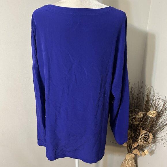 Missoni 100% Silk Purple Tunic Blouse Oversize Round Neck Long Sleeve Sz 48 - XL - Picture 2 of 8